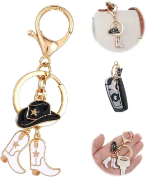 Western Keychain, Cowboy Hat and Cowboy Boots Key Ring Cute Cowboy Key Chain For Men Women Cowgirl Accessories