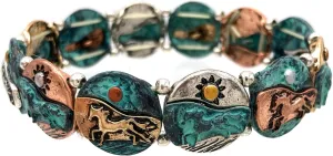 Western Peak Horse Navajo Aztec Tribal Stretch Bracelet