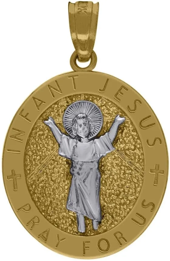 Whimsical Charms Collection Enchanted Elegance Charms Collection 10K Two-Tone Gold Religious Infant Jesus Pendant for Mens 1.8g Design-XZX888-5398