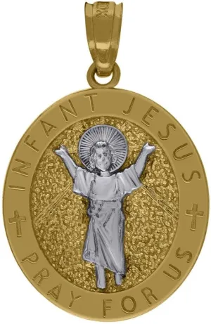 Whimsical Charms Collection Enchanted Elegance Charms Collection 10K Two-Tone Gold Religious Infant Jesus Pendant for Mens 1.8g Design-XZX888-5398