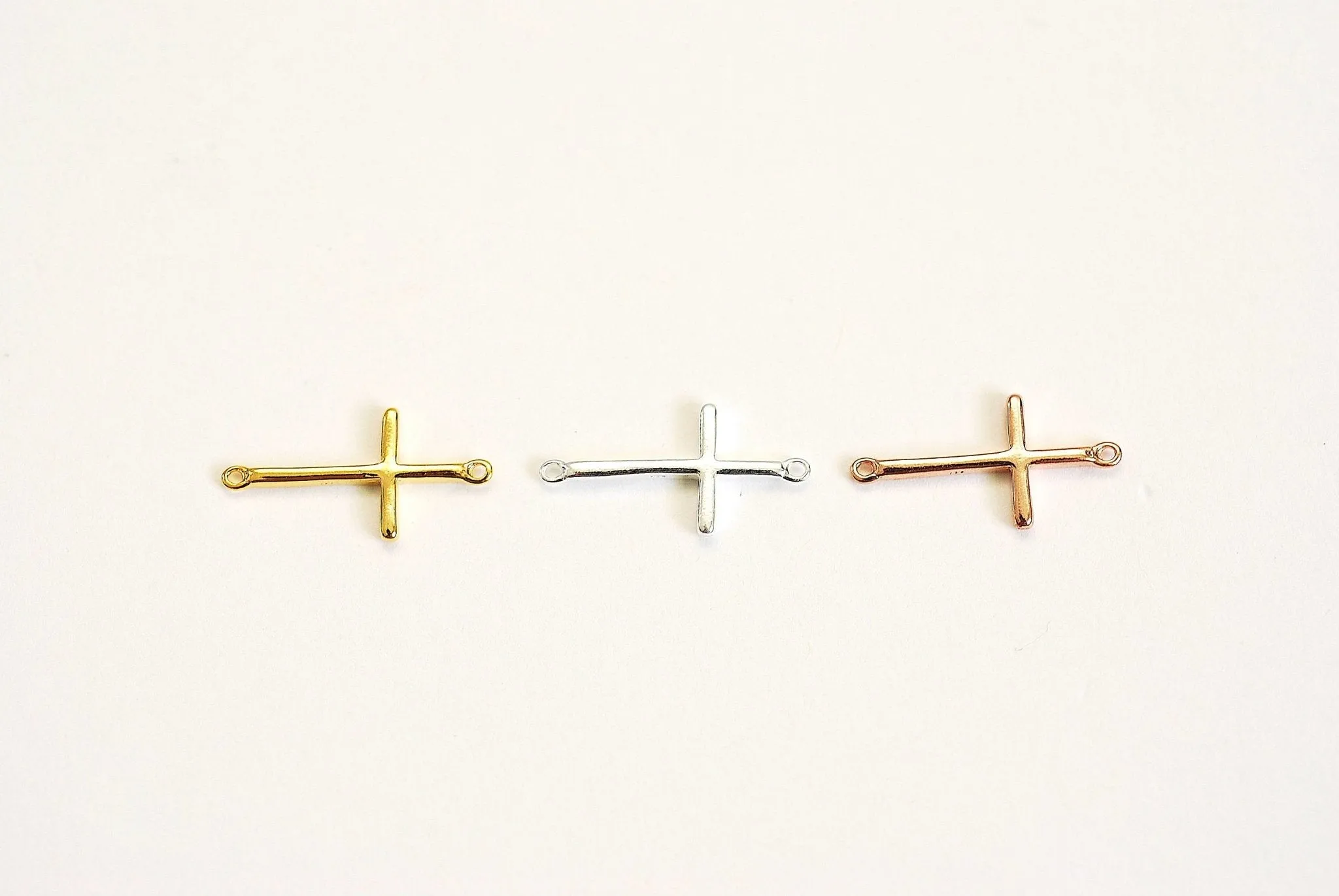 Wholesale Vermeil Gold Cross Connector Charm- Gold plated over sterling Silver, Solid 14K Gold, Spacer, Link, sideways horizontal cross, E48