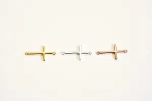 Wholesale Vermeil Gold Cross Connector Charm- Gold plated over sterling Silver, Solid 14K Gold, Spacer, Link, sideways horizontal cross, E48