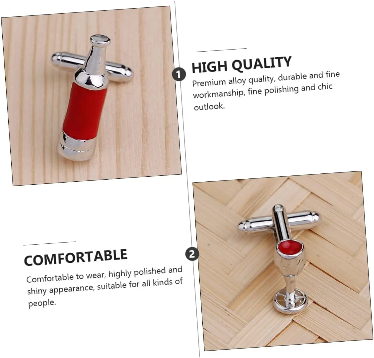 Wine Bottle and Glass Cufflinks Bridal Men Party Dressing Cufflink Clothes Sleeve Button Present for Men