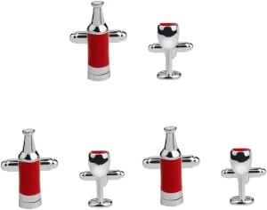 Wine Bottle and Glass Cufflinks Bridal Men Party Dressing Cufflink Clothes Sleeve Button Present for Men
