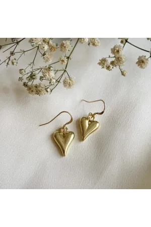 Wisteria London Dainty Gold Puffy Heart Earrings