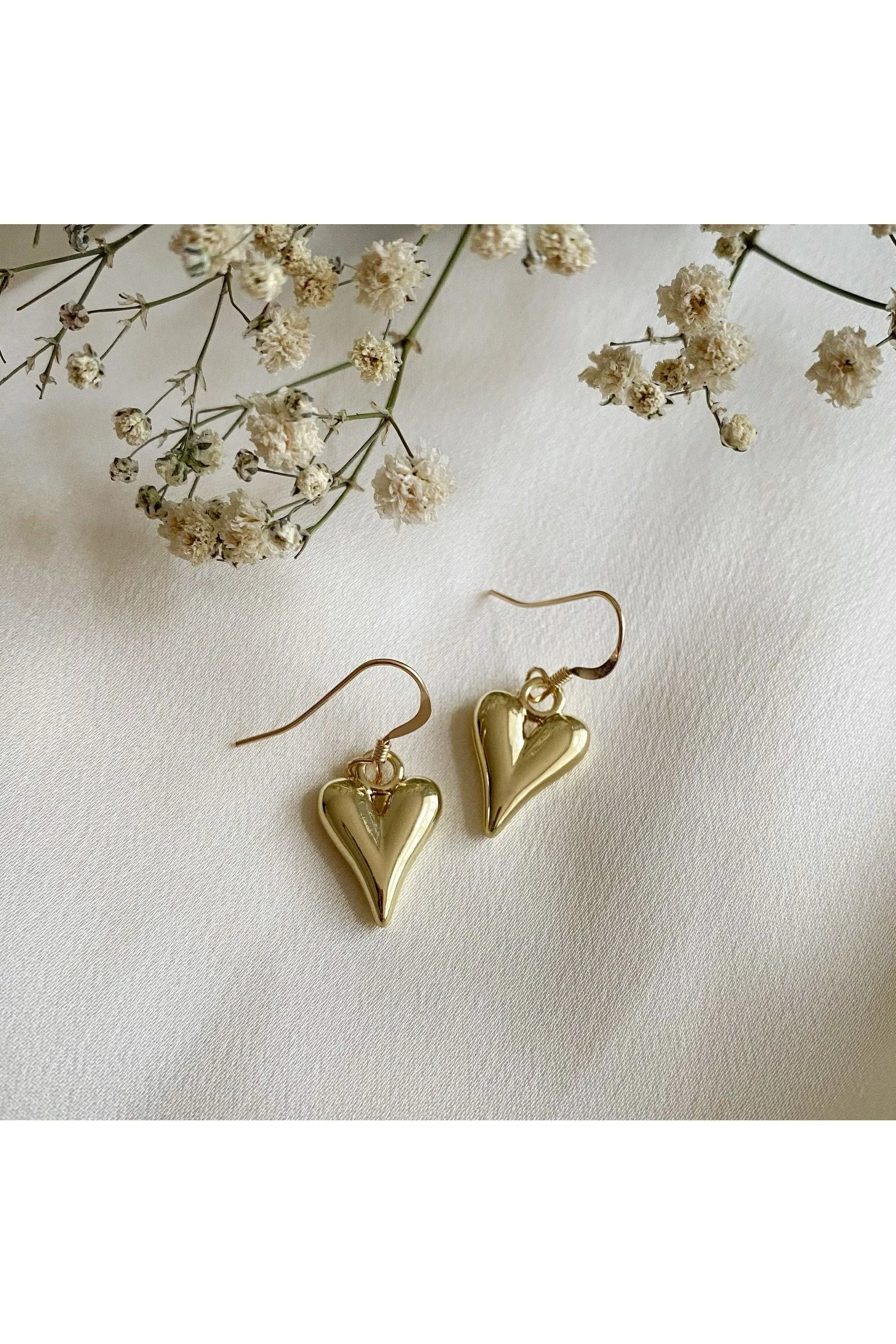 Wisteria London Dainty Gold Puffy Heart Earrings