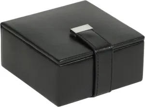 WOLF Heritage Cufflink Box - Faux Leather, Ultra-Suede Lining, Magnetic Closure