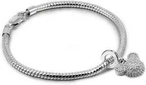 Women 925 Sterling Silver Cute Mickey Bracelet Simple Fashion Snake Chain Bangle 6.3 "6.7" 7 "7.5" 8 "8.5" 9" Charm Jewelry Gift For Wife Her