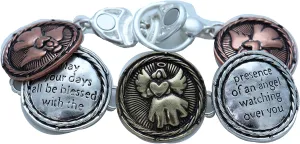 Women Fashion Jewelry Silver Metal Bracelet Angel Bless Prayer Charm Bronze Antique Gold