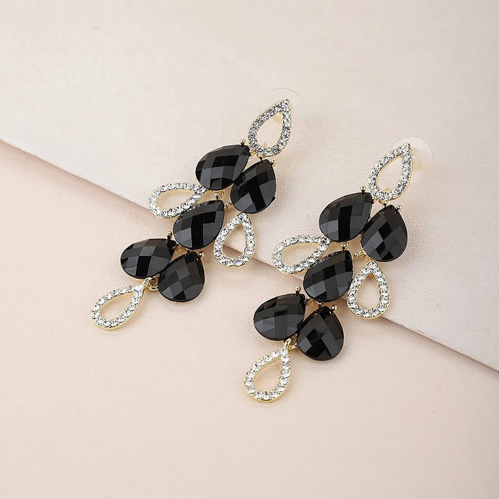 Women'S Brass Black Gold - Plated Handcrafted Contemporary Drop Earrings