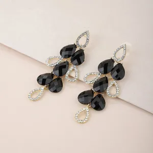 Women'S Brass Black Gold - Plated Handcrafted Contemporary Drop Earrings