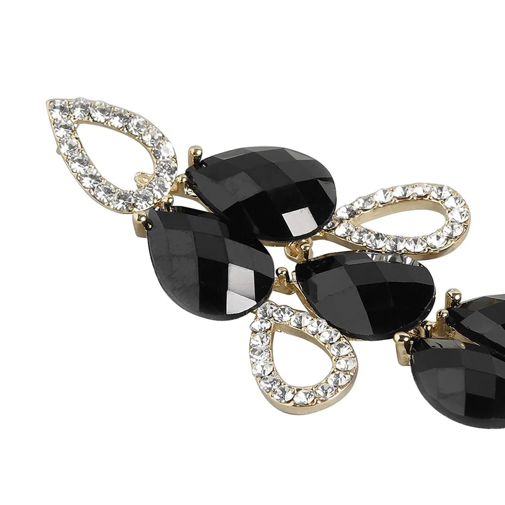 Women'S Brass Black Gold - Plated Handcrafted Contemporary Drop Earrings