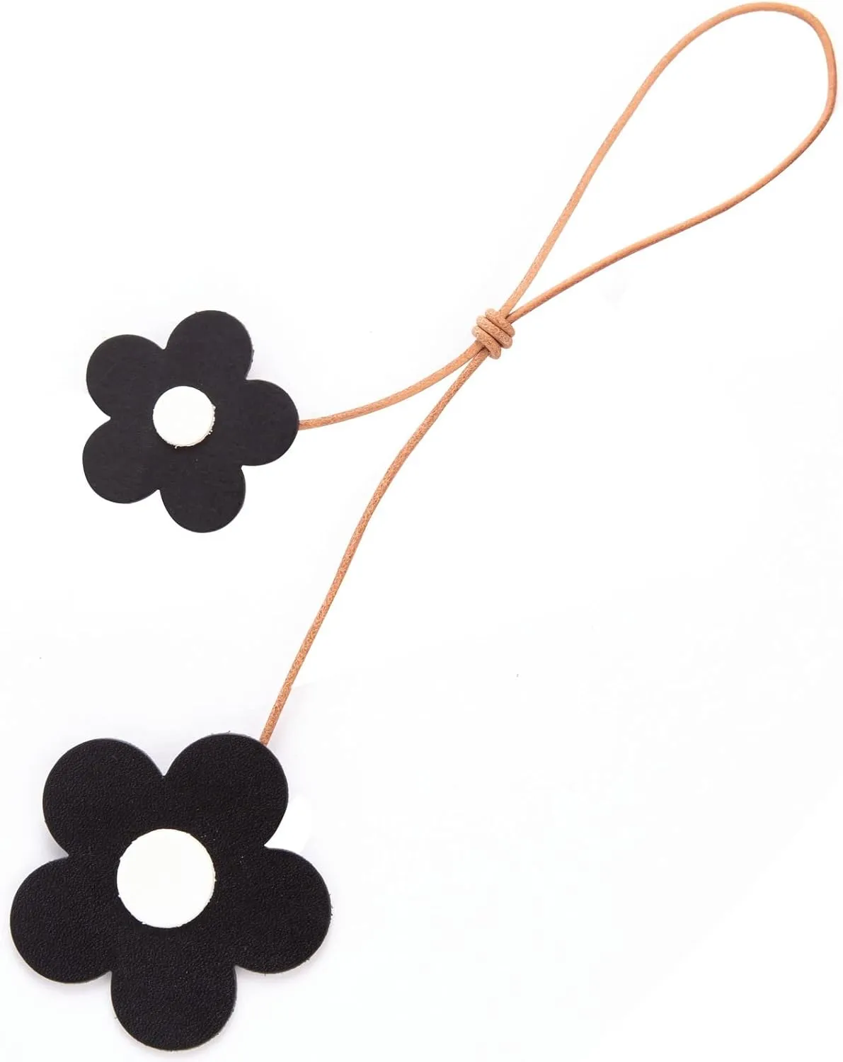 Women's Flower Bag Charm Genuine Leather Flower Keychain Car Key Fob Boho Purse Accessories