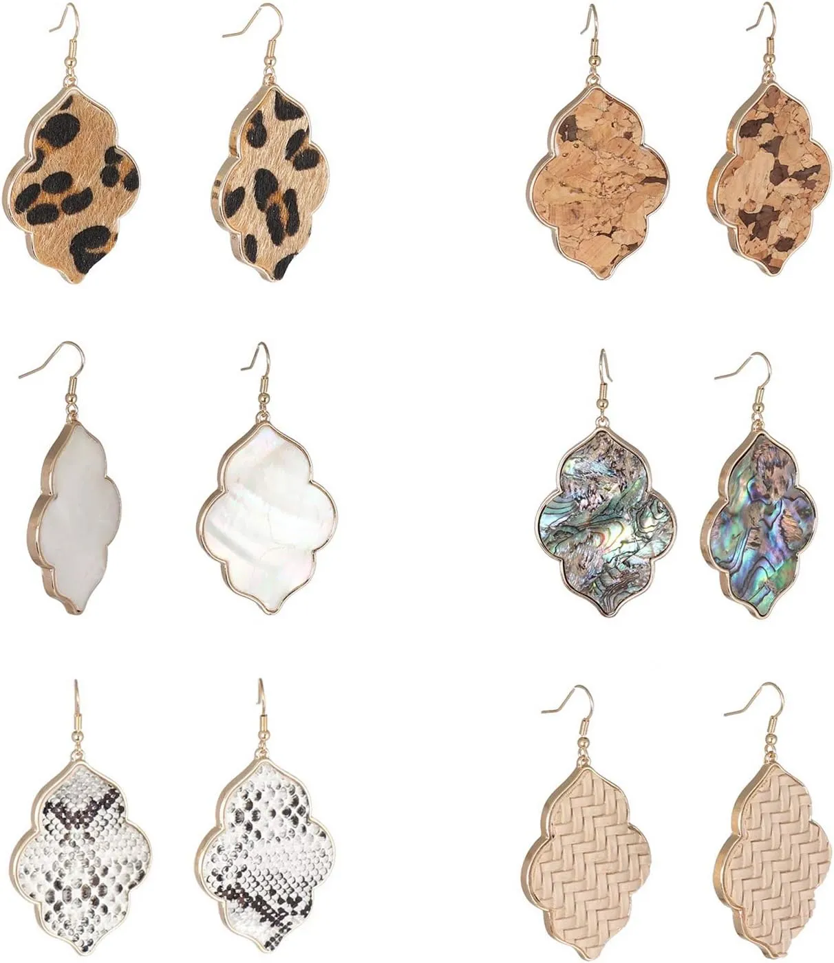 Women's Lightweight Oval Matte Stone Drop Dangle Earrings Bridal Earrings