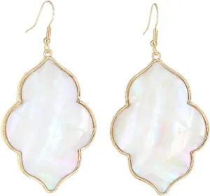 Women's Lightweight Oval Matte Stone Drop Dangle Earrings Bridal Earrings