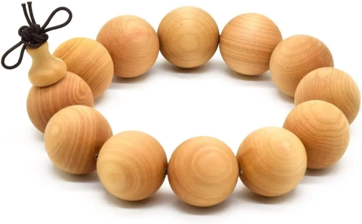 Wood Bracelet Mala Bead Bracelets Buddhist Strand Wood Prayer Beads Link Wrist Necklace Chain for Men Women Elastic