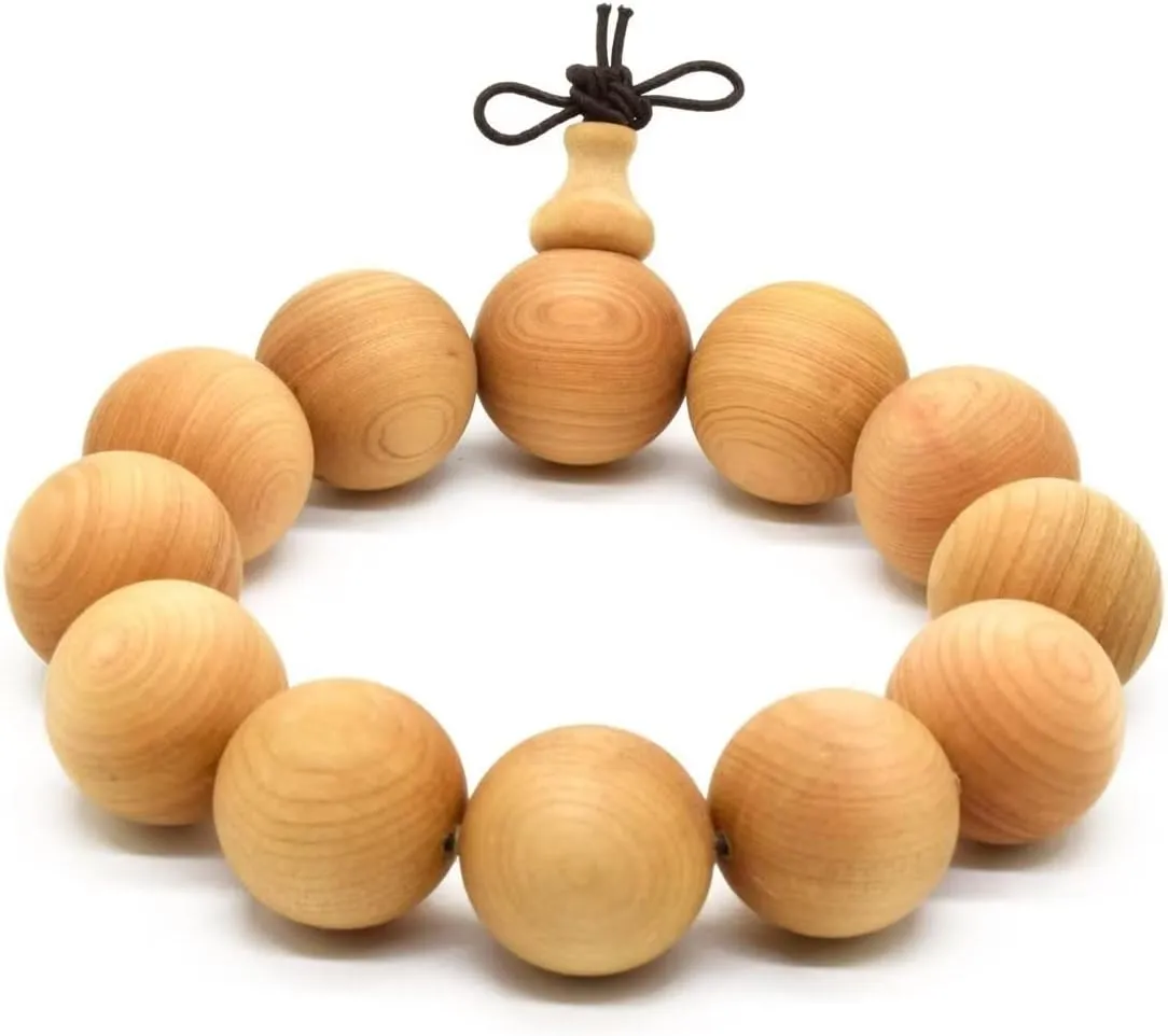 Wood Bracelet Mala Bead Bracelets Buddhist Strand Wood Prayer Beads Link Wrist Necklace Chain for Men Women Elastic