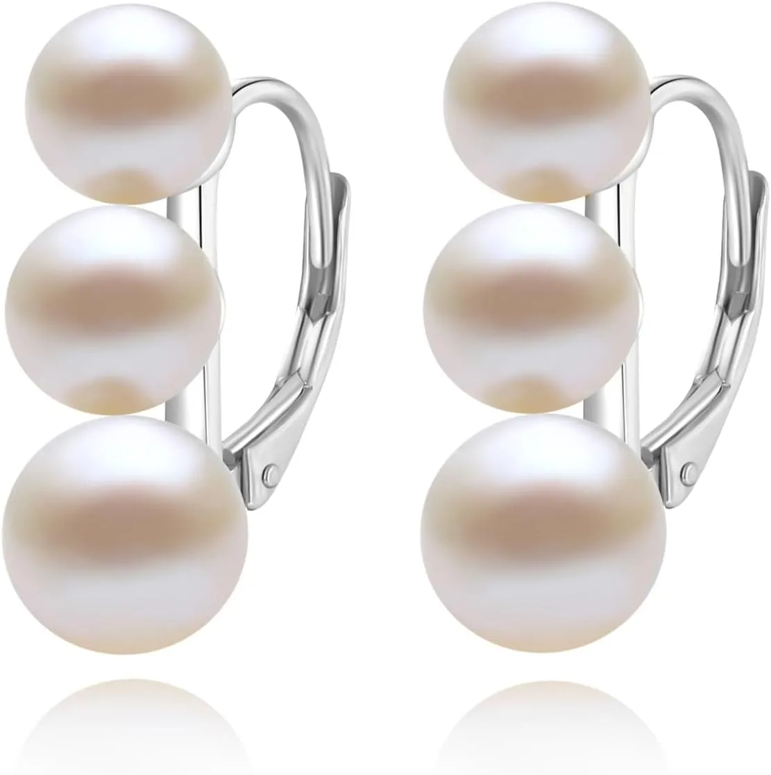 YAMI Pearl Earrings for Women, Freshwater/Saltwater Cultured Pearls in 925 Sterling Silver, Hypoallergenic Earrings for Women, Black/White