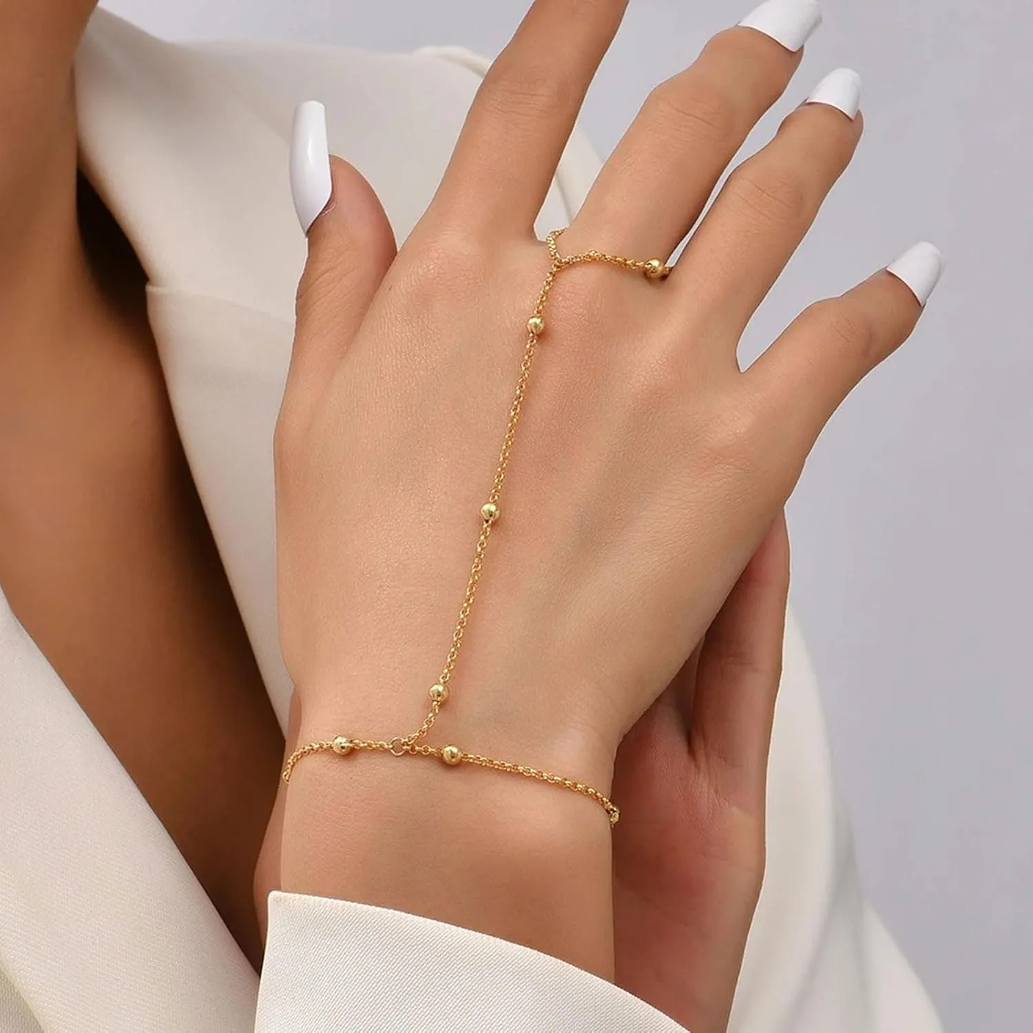 YANCHUN Hand Chain Bracelet Ring Bracelet Hand Chain Trendy Gold Bracelets Adjustable Rhinestone Hand Jewelry Gifts for Women