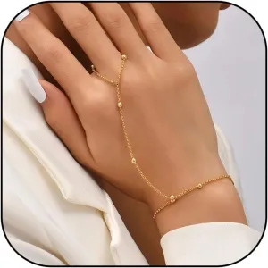 YANCHUN Hand Chain Bracelet Ring Bracelet Hand Chain Trendy Gold Bracelets Adjustable Rhinestone Hand Jewelry Gifts for Women