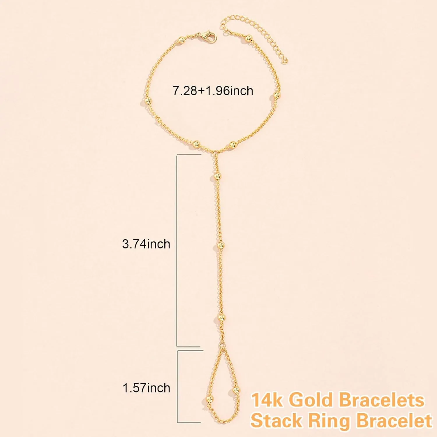 YANCHUN Hand Chain Bracelet Ring Bracelet Hand Chain Trendy Gold Bracelets Adjustable Rhinestone Hand Jewelry Gifts for Women