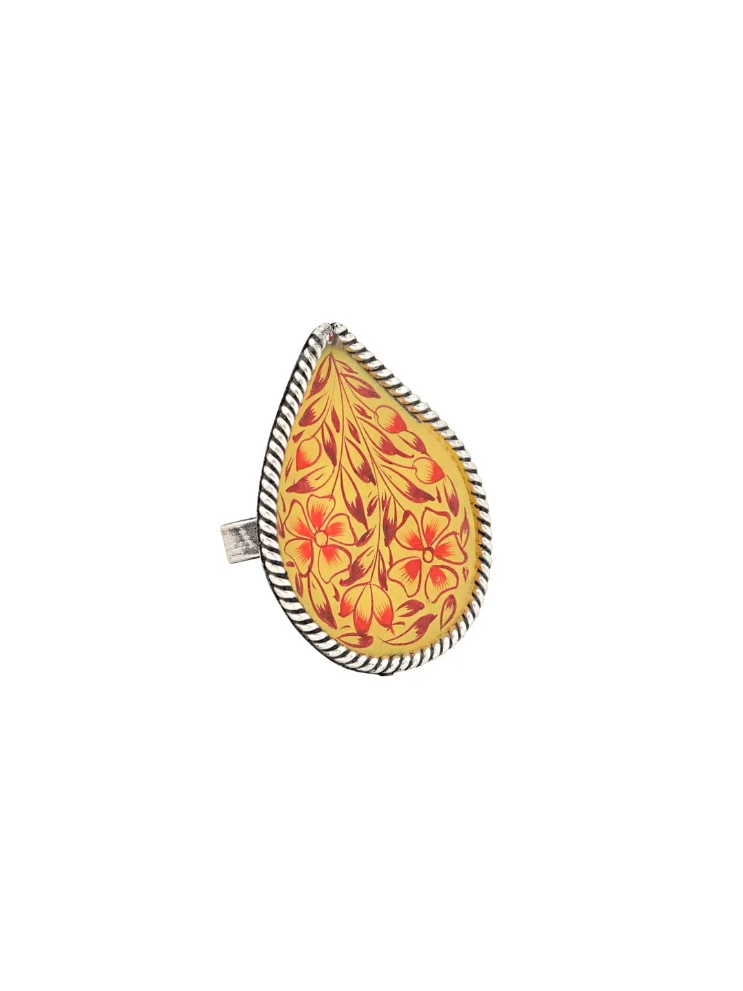 Yellow Chimes Oxidised Rings for Women Multicolor Meenakari Hand Painted Silver Oxidised Ring Adjustable Finger Rings for Women and Girls. (RG 1, Adjustable)