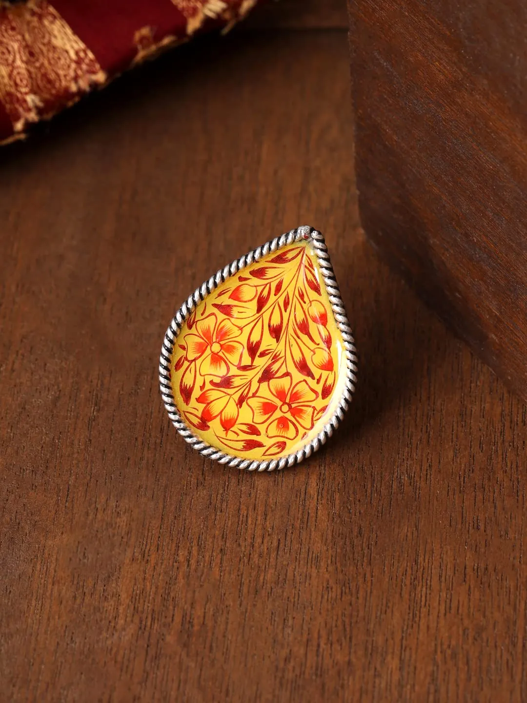 Yellow Chimes Oxidised Rings for Women Multicolor Meenakari Hand Painted Silver Oxidised Ring Adjustable Finger Rings for Women and Girls. (RG 1, Adjustable)