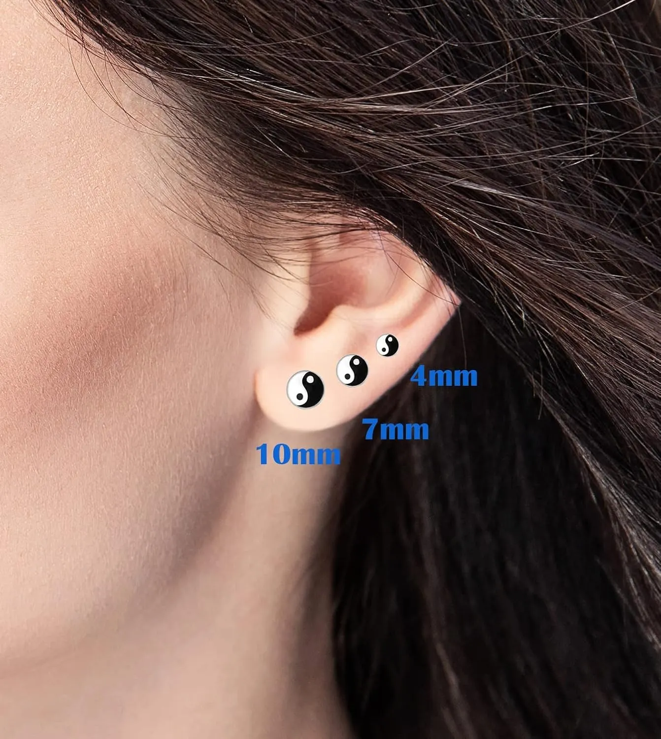 Yin Yang 925 Sterling Silver Stud Earrings, Dainty Minimalist Jewelry