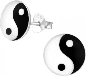 Yin Yang 925 Sterling Silver Stud Earrings, Dainty Minimalist Jewelry