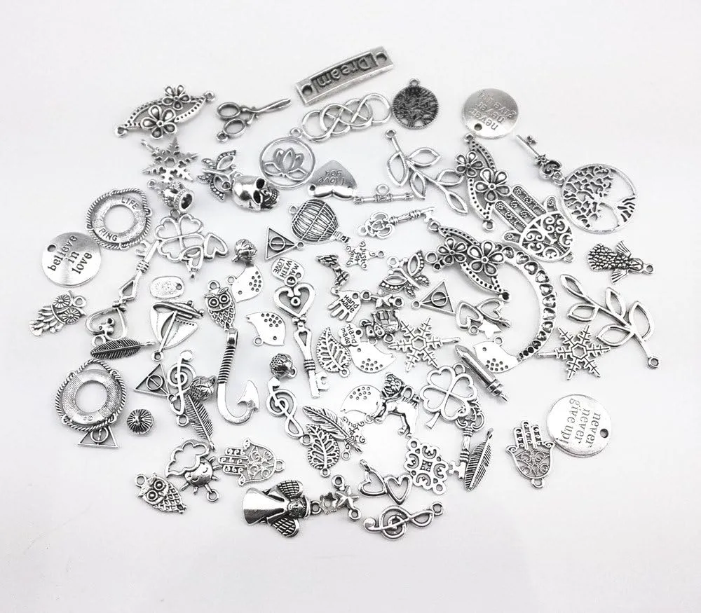 Yueton 100 Gram Assorted Antique Charms Pendant for Crafting, Jewelry Making Accessory