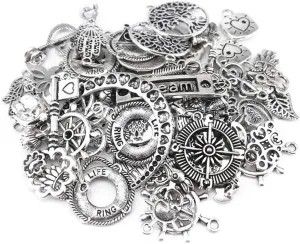 Yueton 100 Gram Assorted Antique Charms Pendant for Crafting, Jewelry Making Accessory