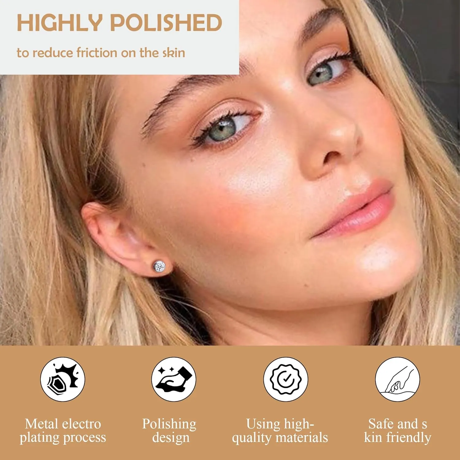 ZDE Titanium Women Flatback Earrings for Women Crystal Silver Stud Earrings Flat Back Earrings Hypoallergenic Cartilage Earring Helix Tragus Conch Piercing 3mm-5mm