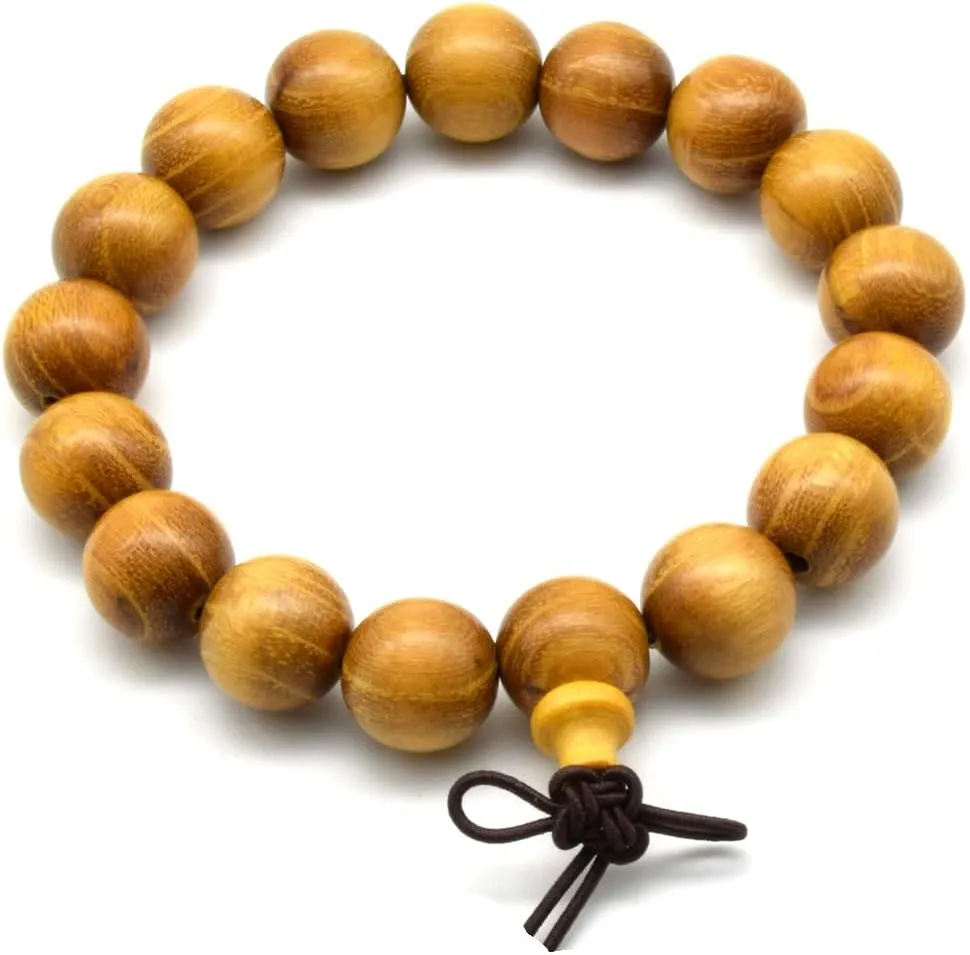 Zen Dear Natural Golden Sandalwood Mexican Bocote Mala Prayer Bead Bracelet Link Wrist Necklace Mala Beads