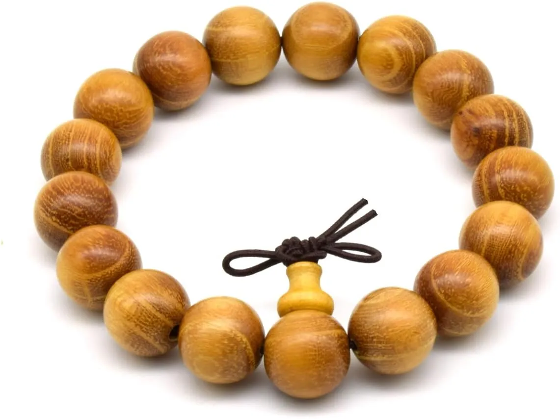 Zen Dear Natural Golden Sandalwood Mexican Bocote Mala Prayer Bead Bracelet Link Wrist Necklace Mala Beads