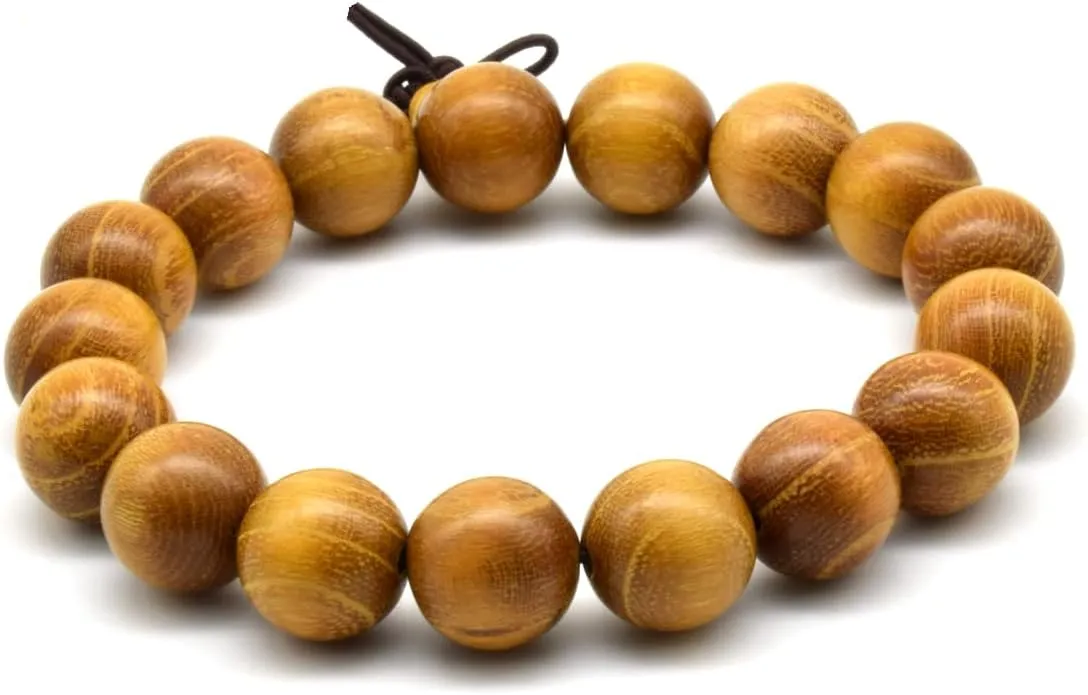 Zen Dear Natural Golden Sandalwood Mexican Bocote Mala Prayer Bead Bracelet Link Wrist Necklace Mala Beads